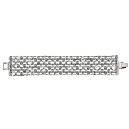 X & O Handset Austrian Crystal Rhodium-Plated 31.5mm Box Pattern Bracelet