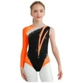 thumbnail image 2 of Nyeemya Gymnastics Leotards for Girls Color Block Practice Clothes Dance Bodysuit Biketard Skating Orange 6, 2 of 3