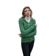 thumbnail image 2 of SAOL 100% Merino Wool Ladies Hooded Zipped Cardigan Sweater (Green, X-Small), 2 of 4
