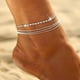 thumbnail image 1 of 1 pieza (plata) Tobillera con diamantes de imitación en capas, pulseras de tobillo de cristal plateado, joyería de cadena para pies ajustable para mujeres y niñas, adornos individuales de cadena de cuentas multicapa ER, 1 of 5