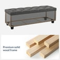 thumbnail image 2 of BELLEZE Button-Tufted Linen Storage Ottoman Bench - Brentwood (Dark Gray), 2 of 7