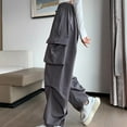 thumbnail image 4 of BUYISI Women S Hip Hop Overalls For Street Fashion High Waist Solid Color Trousers Brown M, 4 of 9