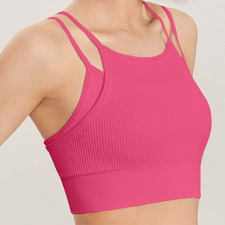 Mrasaso New Arrivals! Built in Bra Tank Tops for Women Women Nylon Braear Women s Solid Color Backless Yoga Sports Bra Ventilated and Wireless No Steel Rim(1pc Bra) Hot Pink|XL