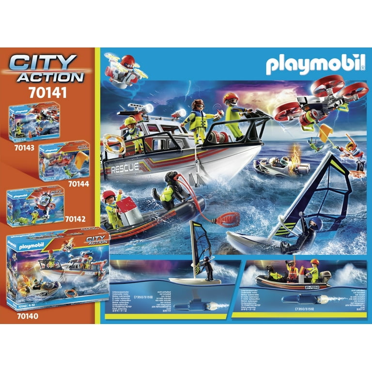 PLAYMOBIL Water Rescue with Dog Action Figure Set, 29 Pieces 