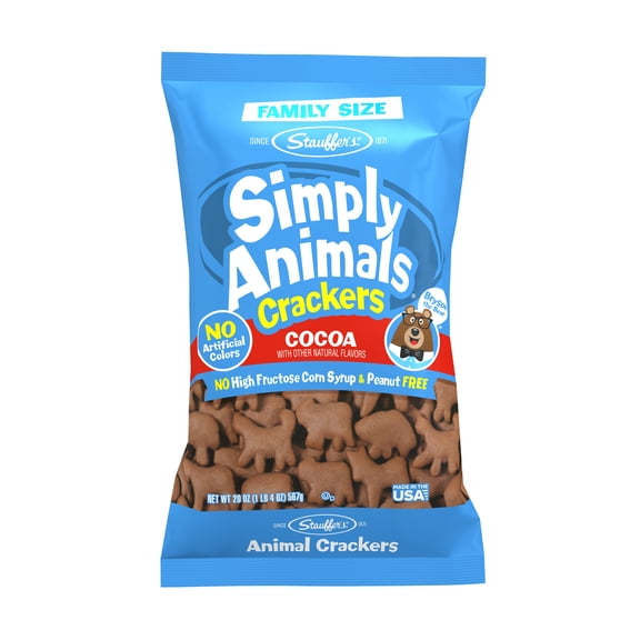 Stauffer's Simply Animals Cocoa Animal Crackers, Fun Kid Snacks, 20oz Family Size