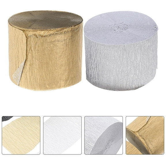 AURARMLET Paper Party Streamer Crepe Papers Streamers Gold 4 Rolls