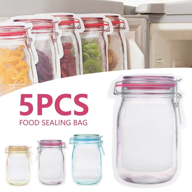 5/20 Pcs Sacs à Fermeture Éclair pour Pots Mason Sacs à Fermeture Éclair pour Aliments et Collations Sacs Réutilisables Hermétiques Sacs de Rangement pour Aliments Sacs à Sandwich Sacs de Conservation des Aliments Étanches pour Enfants Voyage Camping Pique-Nique