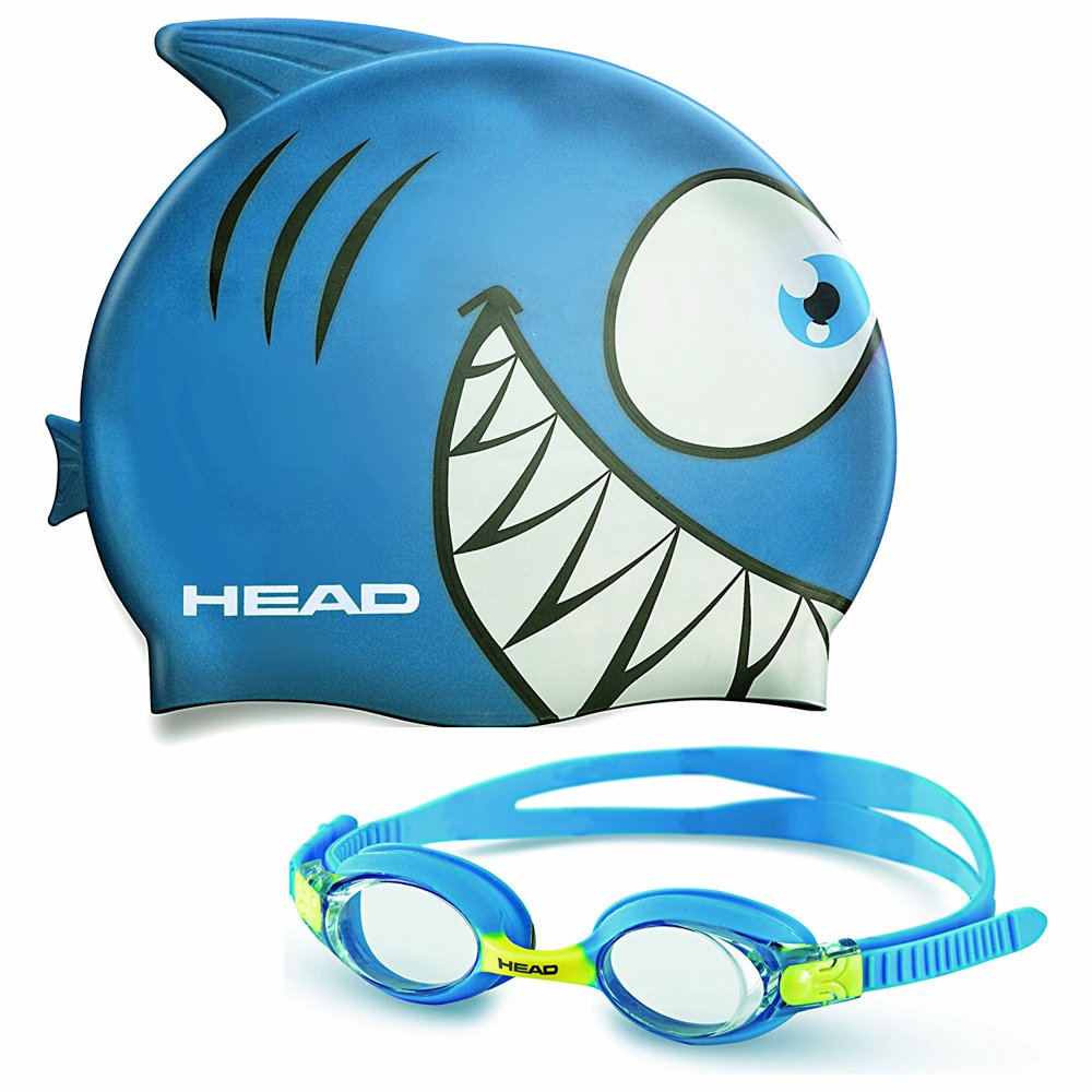 Head Kids Swim Cap and Goggle Set in Blue, By Mares