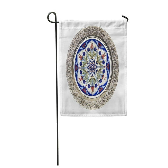 JSDART Blue Antique Historical Turkish Plate Dish Iznik Ottoman Old Garden Flag Decorative Flag House Banner 12x18 inch