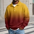 thumbnail image 2 of Long Sleeve Polo Shirts for Men Waffle Knit Collar Gradient Shirt Spring Fall Soft Button Golf Polos Pullover Tops Relaxed Fit Yellow XXL, 2 of 4