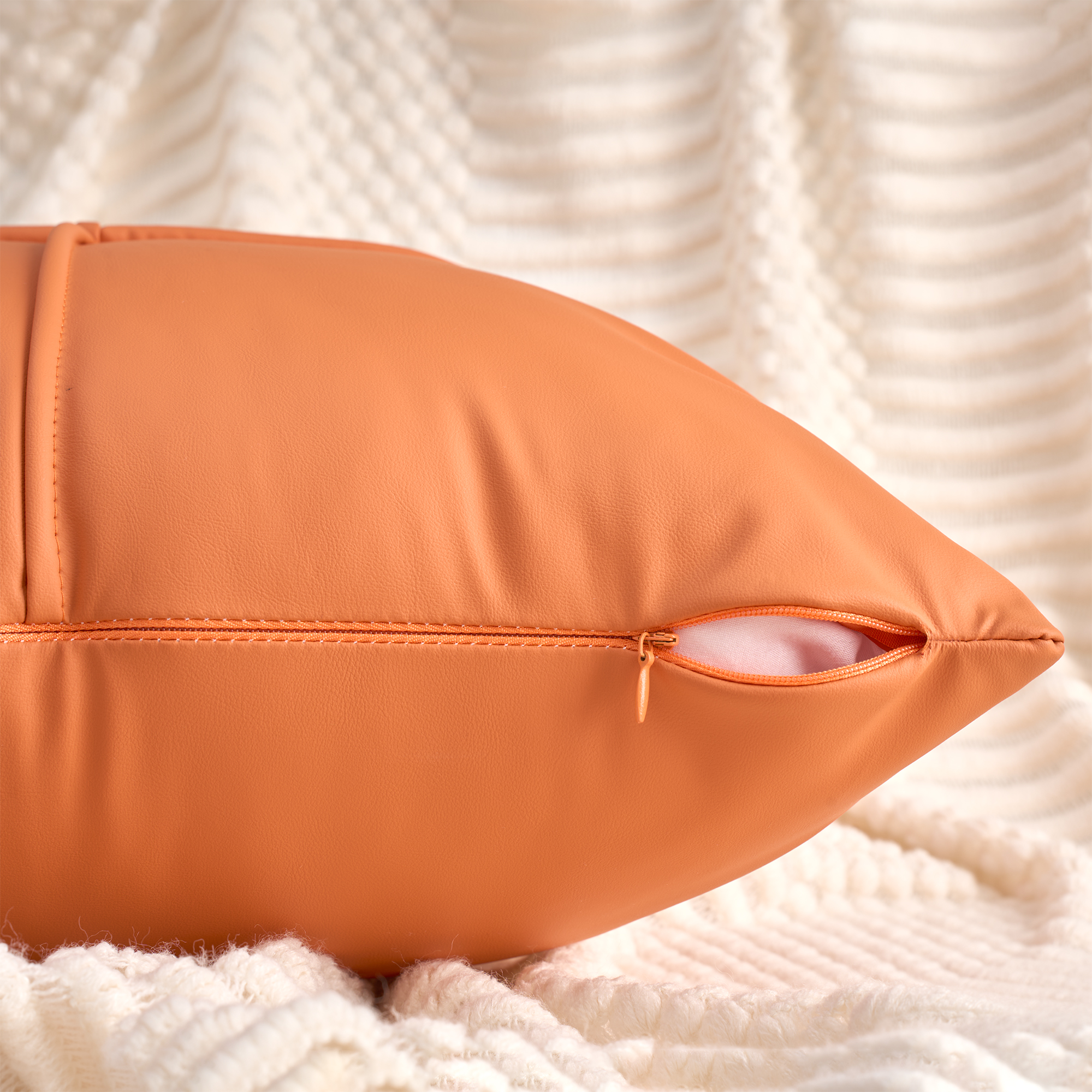 Unique Bargains Set of 2 Square Throw Pillow Covers Decorative Cases Orange