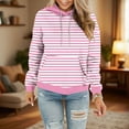 thumbnail image 2 of DDAPJ pyju Womens Pullover Hoodie Striped Hooded Sweatshirts Stylish Casual Hoody Tops Kangaroo Pocket Pullover Hoodies Pink M, 2 of 6