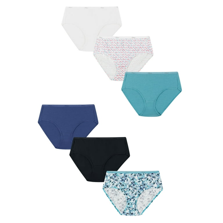 Hanes Women's Cotton Low Rise Brief Underwear, Moisture-Wicking, 6-Pack  Assorted 7 