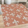 thumbnail image 1 of Fleur De Lis Decorative Rug, Lily Pattern Classic Retro Royal Vintage European Iris Ornamental Art, Quality Carpet for Bedroom Dorm and Living Room, 6 Sizes, Dark Salmon, by Ambesonne, 1 of 4