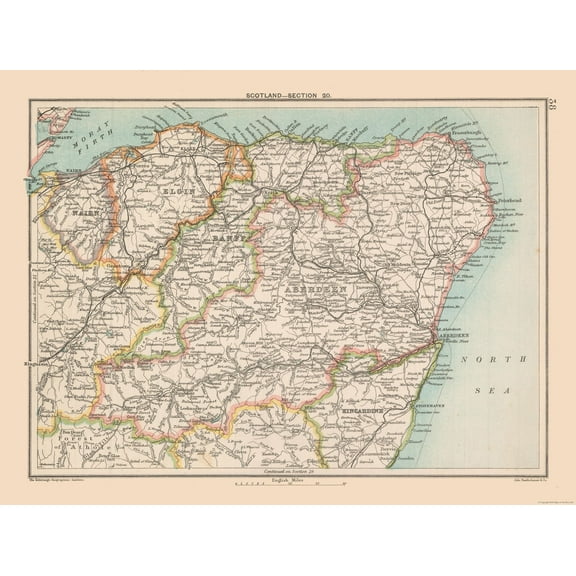 Historic Map - Scotland - Bartholomew 1892 - Vintage Wall Art