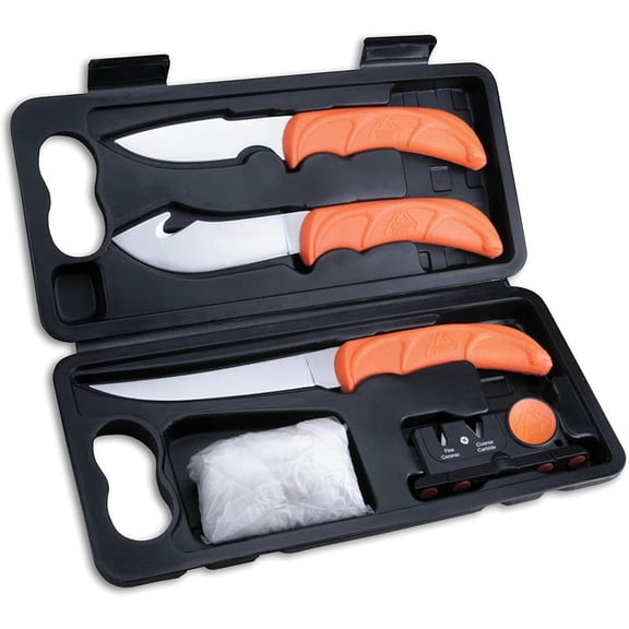 6-Piece Hunting & Game Processing Knife Set with Gut Hook, Caping Knife, and Case - Ideal for Deer and Elk Processing