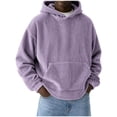 thumbnail image 2 of LYSMORA Men's Corduroy Pullover Hoodie, Vertical Ribbed Oversized Long Sleeve Casual Sweatshirt With Front Kangaroo Pocket, 2 of 6