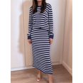 thumbnail image 6 of 2 Piece Skirts Sets for Women Fall Fashion Striped Sweater Midi Dress Knit Lounge Travel Winter Clothes Blue & White S, 6 of 9