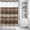 thumbnail image 2 of No Hook Shower Curtain, Brown Beige Wooden Shower Curtains for Bathroom with See Through Top Window, Vintage Farmhouse Retro Art Waterproof & Washable Bath Curtain Extra Long 72"x84", 2 of 9