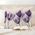 thumbnail image 3 of Spring Retro Pillow Covers 2 Pack X-ray Image of Purple Tulips Flower Leaf Beige Pillowcase Waterproof Outdoor Throw Pillow Cover for Patio Garden Square Cushion 20”x20”, 3 of 9