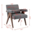 thumbnail image 7 of Mid Century Modern Accent Chair, Siingle Lounge Chair, Upholstered Armchair Sofa Chair with Solid Wood Frame, Comfy Reading Chair Reception Chair for Living Room, Bedroom, Office, Gray, 7 of 7