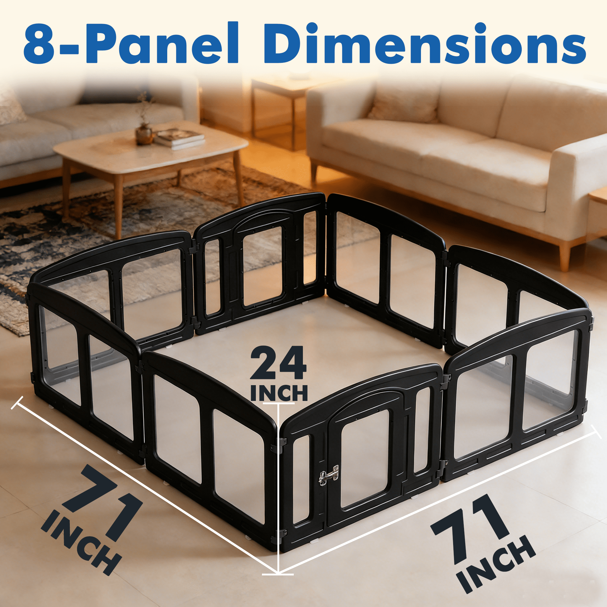 Clear Dog Playpen Expansion Kit - Height 24 Inch, 2 Panels, Black