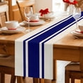 thumbnail image 5 of Navy Blue Stripes Table Runner - 70 Inch Long Geometric Vintage Country Simple Cotton and Linen Blended Dress Scarves Farmhouse Table Runner for Kitchen Dining, Coffee Table, 13" x 70", 5 of 8