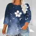 thumbnail image 2 of CYMMPU Loose Fit Round Neck T-Shirts Floral Pattern Fall Trendy Shirts 3/4 Sleeve Spring Tops Blouses for Women Dressy Casual Plus Size T-Shirt XXXXL, 2 of 5