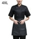 thumbnail image 2 of Summer Chef Coat Botones de uniforme del chef de poliéster con bolsillos delanteros Traje de catering Cocina de moda suministros para cafetera Black 4XL Methold LF000330-06, 2 of 7