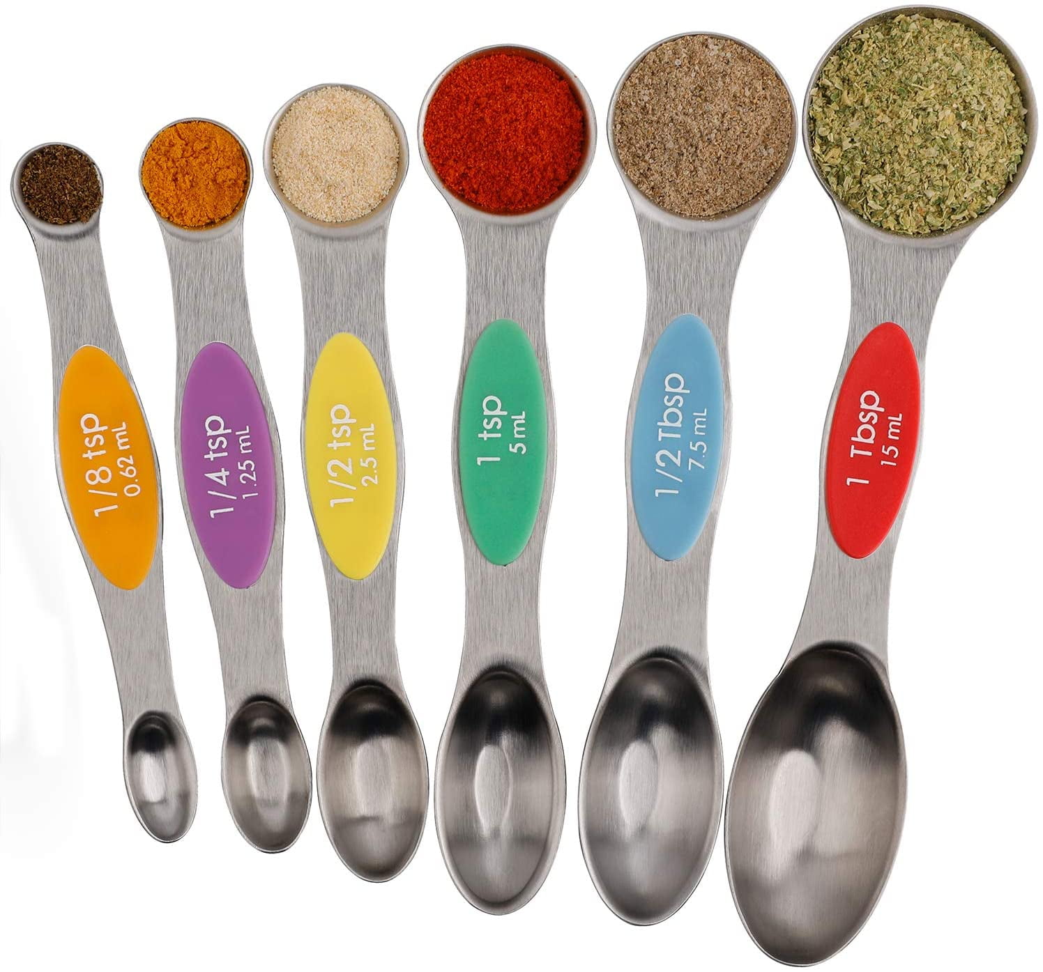 6-Piece Magnetic Measuring Spoon Set Stainless Steel Stackable Dual Sided