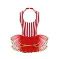thumbnail image 2 of Alvivi Kids Girls Sequins Striped Modern Jazz Latin Ballet Dance Dress Mesh Tutu Skirted Leotard Red 8, 2 of 5
