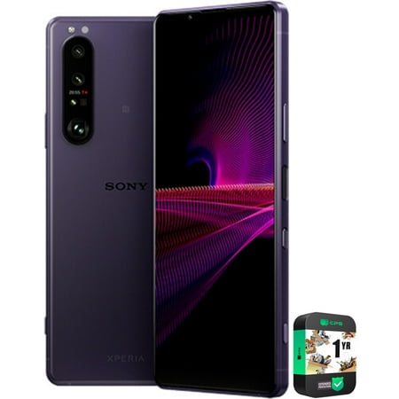 Sony XQBC62/V XPERIA 1 III Dual-SIM 256GB 5G Smartphone, Purple (Unlocked) Bundle with 1 Year Extended Protection Plan