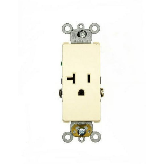 Leviton 16341-A Decora Single Receptacle, Straight Blade, Commercial Grade, Grounding, Side Wire, 20A 125V, Almond