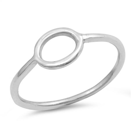 Oval 2 Rings - Simple Geometic Oval Round Loop Ring New .925 Sterling Silver Band Size 2