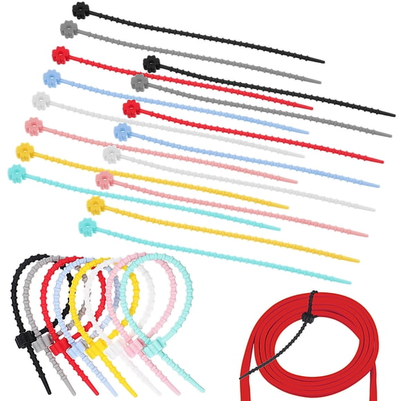 IFANLANDOR 24Pcs Reusable Silicone Cord Ties for Home Use with Flexible Bendable Design