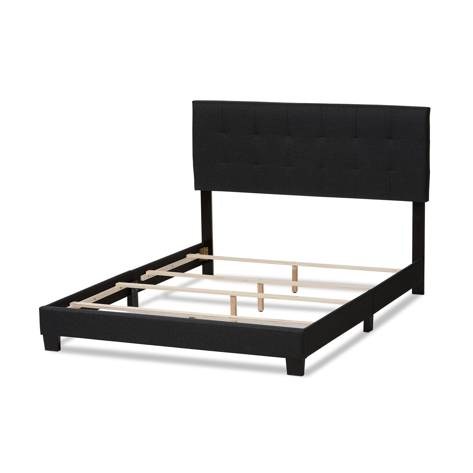 Baxton Studio Brookfield Modern and Contemporary Fabric Upholstered Grid-Tufted Queen-Size Bed