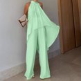 thumbnail image 6 of Women's 2 Piece Sets Asymmetric Sleeveless Crew Neck Tops and Wide Leg Palazzo Pants Beach Vacation Outfits, L, 6 of 6