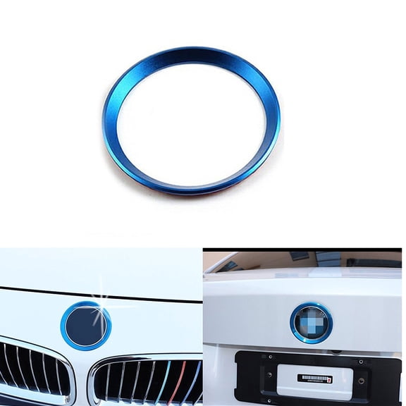 Xotic Tech 1 x Car Front Hood Rear Trunk Logo Emblem Surrounding Ring for BMW 1 3 5 6 7 Z X Series, Auto Exterior Decoration, Blue 82mm/ 3.2"