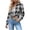 Gray, variant on Long Sleeve Shirts for Women Classic Plaid Button Down Womens Shirts Loose Casual Plaid Shirt Outerwear with Back Pleat