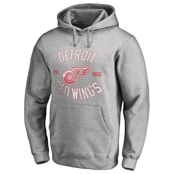 Men's Ash Detroit Red Wings Heritage Pullover Hoodie