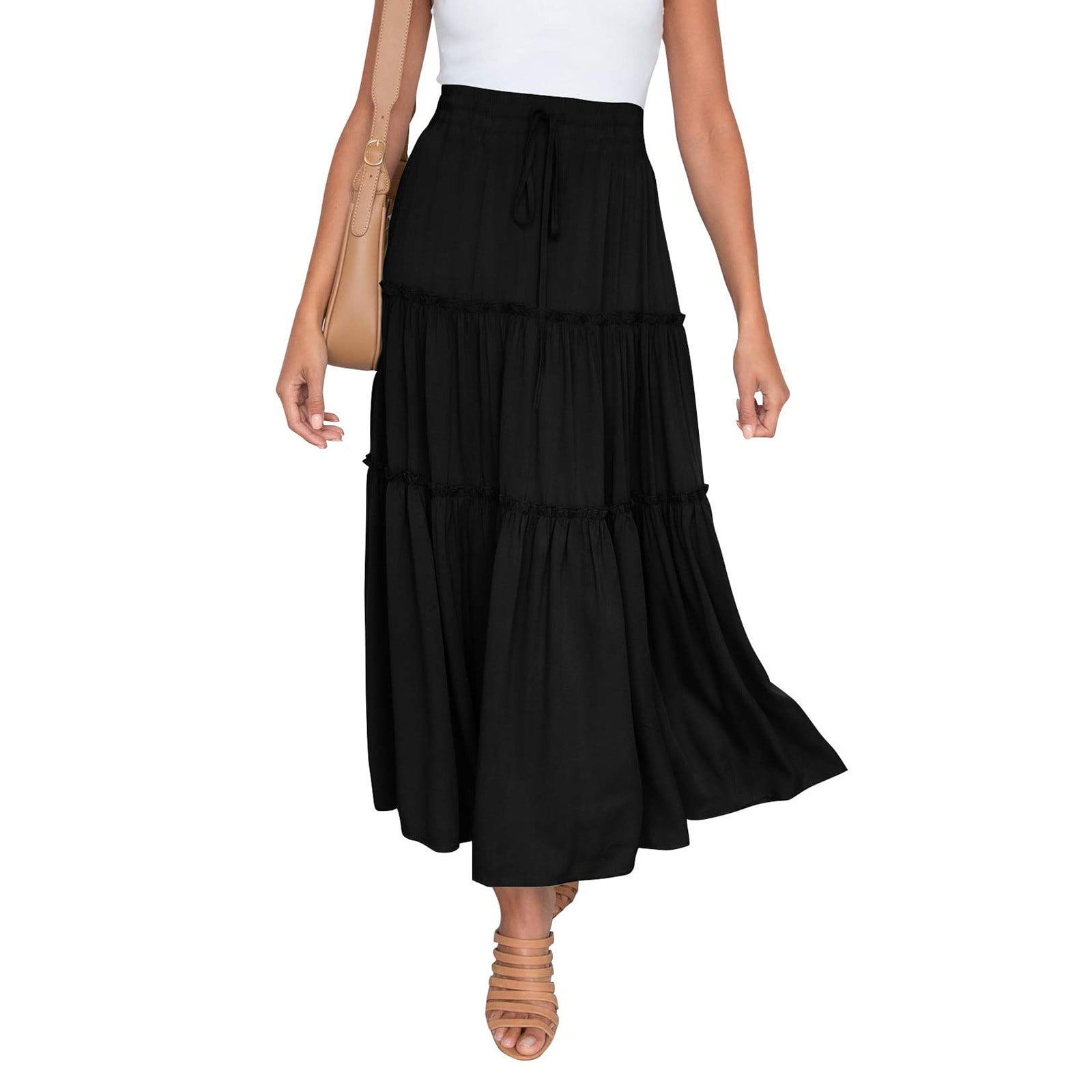 スカート K WAY Women Skirts K7123MWAL7 Black B91xZ A Line Skirt Women Modest Knee Length Casual Work