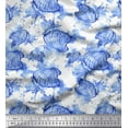 thumbnail image 1 of Soimoi Blue Modal Satin Fabric Shell & Starfish Ocean Printed Fabric 1 Yard 42 Inch Wide, 1 of 3