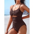 thumbnail image 5 of Charmo Women Scoop Neck One Piece Swimsuit Cutout Monokini Bathing Suits Tummy Control Button Swimwear, 5 of 8