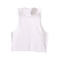 thumbnail image 1 of Playeras,Blusas y Tops,Ropa para Mujer Mujeres camisetas sin mangas Dressy Casual Camiseta de tirantes sexy con ombligo recortado corto sin mangas de moda informal de verano para mujer (White, S), 1 of 3