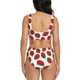 thumbnail image 3 of Wukai Hand Drawn Strawberry Women's Bikini Set Two Piece,wimsuit High Waisted V Neck Twist Front Adjustable Spaghetti Straps Bathing Suit-, 3 of 7