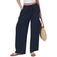 thumbnail image 2 of Women's Cotton Cargo Pants High Waisted Drawstring Wide Leg Trendy Casual Baggy Pants with Pockets 2026, 2 of 7