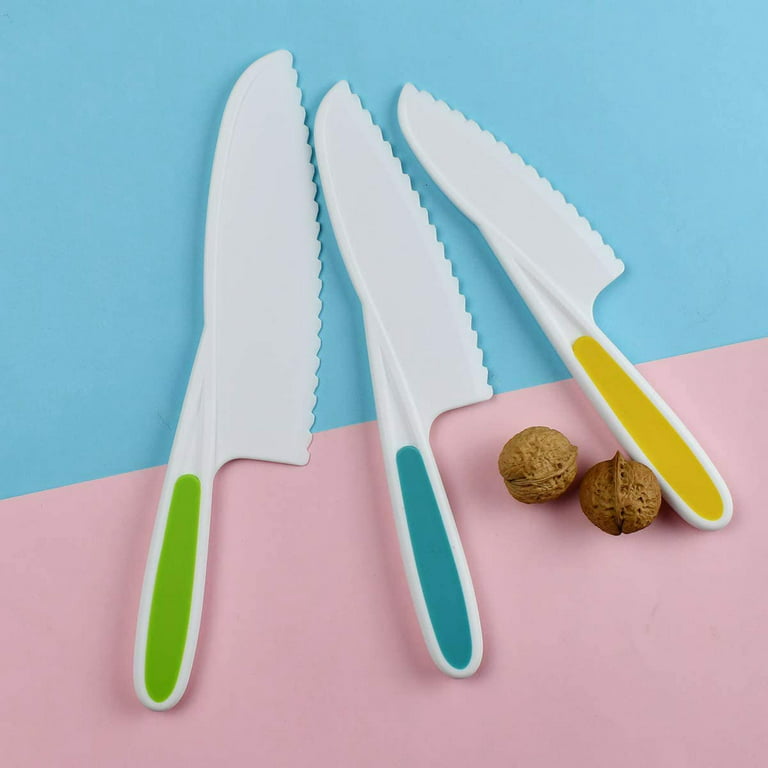 Knives for Kids 3-Piece Nylon Kitchen Baking Knife Set: Children's Cooking  Knives in 3 Sizes & Colors/Firm Grip, Serrated Edges, BPA-Free Kids' Knives  