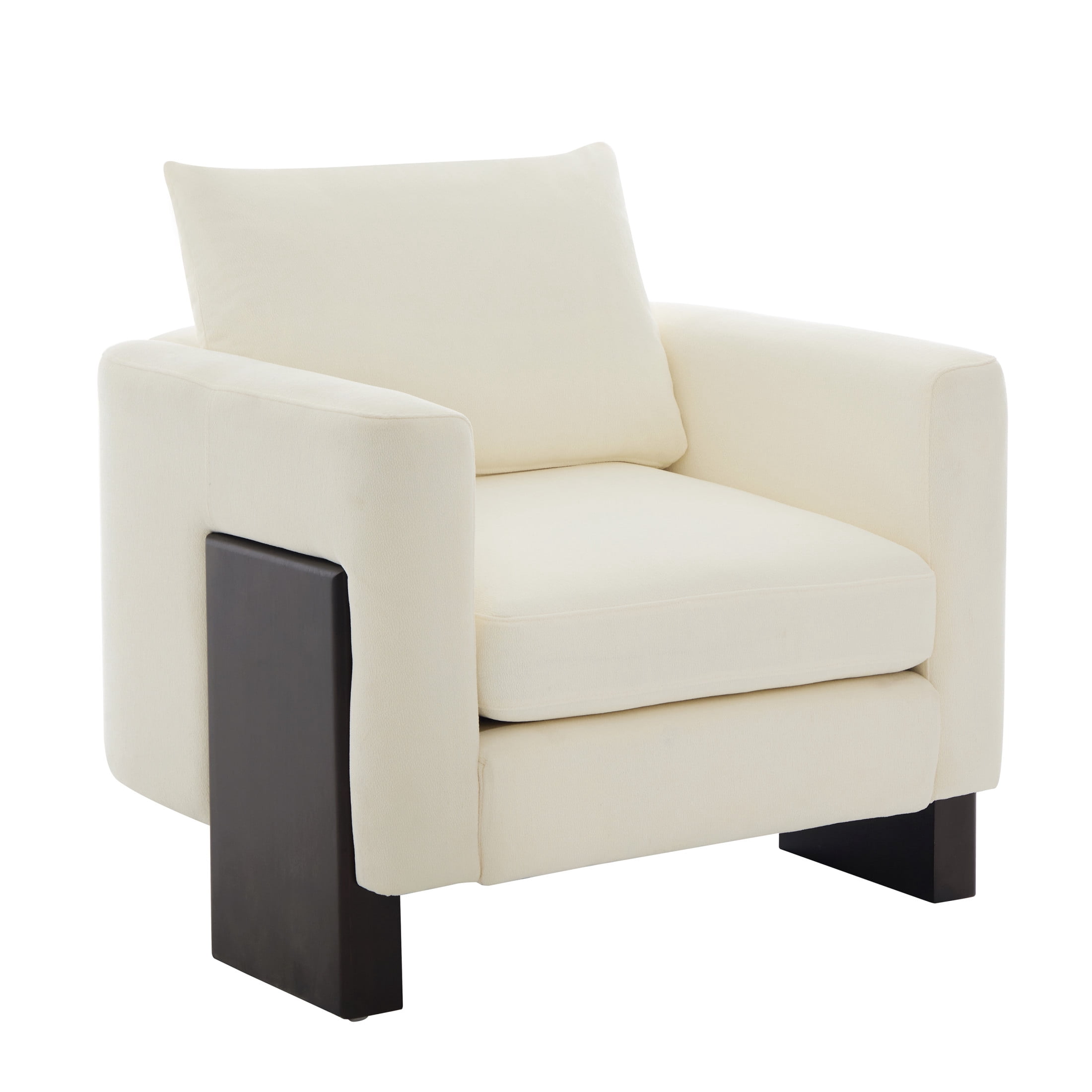 Christopher Knight Home Modern Chenille Upholstered Accent Armchair with Rubberwood Legs, Beige