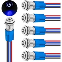 Nilight 12mm Latching Push Button Switch 6pcs LED Blue Waterproof Small Round Power Button Switches with Pre-Wiring Socket for Car Truck Boat Marine RV Vehicle