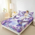 thumbnail image 4 of jejeloiu Purple Hummingbird Full Size Sheets,Country Floral Flower Bed Sheets,Ink Painting Aesthetic Sheet Sets For Girls,Ultra Soft Home Decor,4 Pieces, 4 of 7
